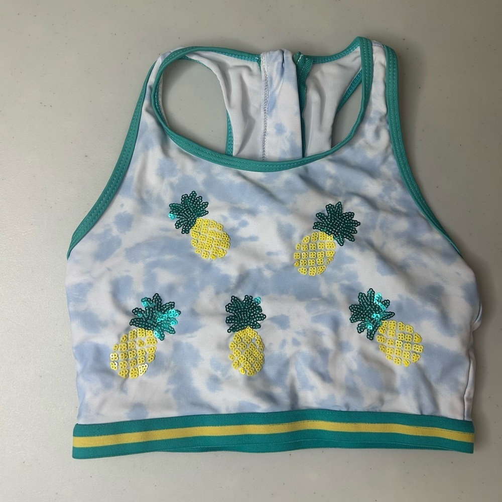 4/$25‎ Andy & Evan Pineapple Sequin Racerback Zip Swim Top Size 8